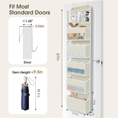 1 Pack Over The Door Organizer Hanging Storage Room Organizer | 40 lb Capacity, Ultra-Sturdy, Foldable, Mesh Design with Clear Window, Space-Saving Organizer for Pantry, Nursery & Closet