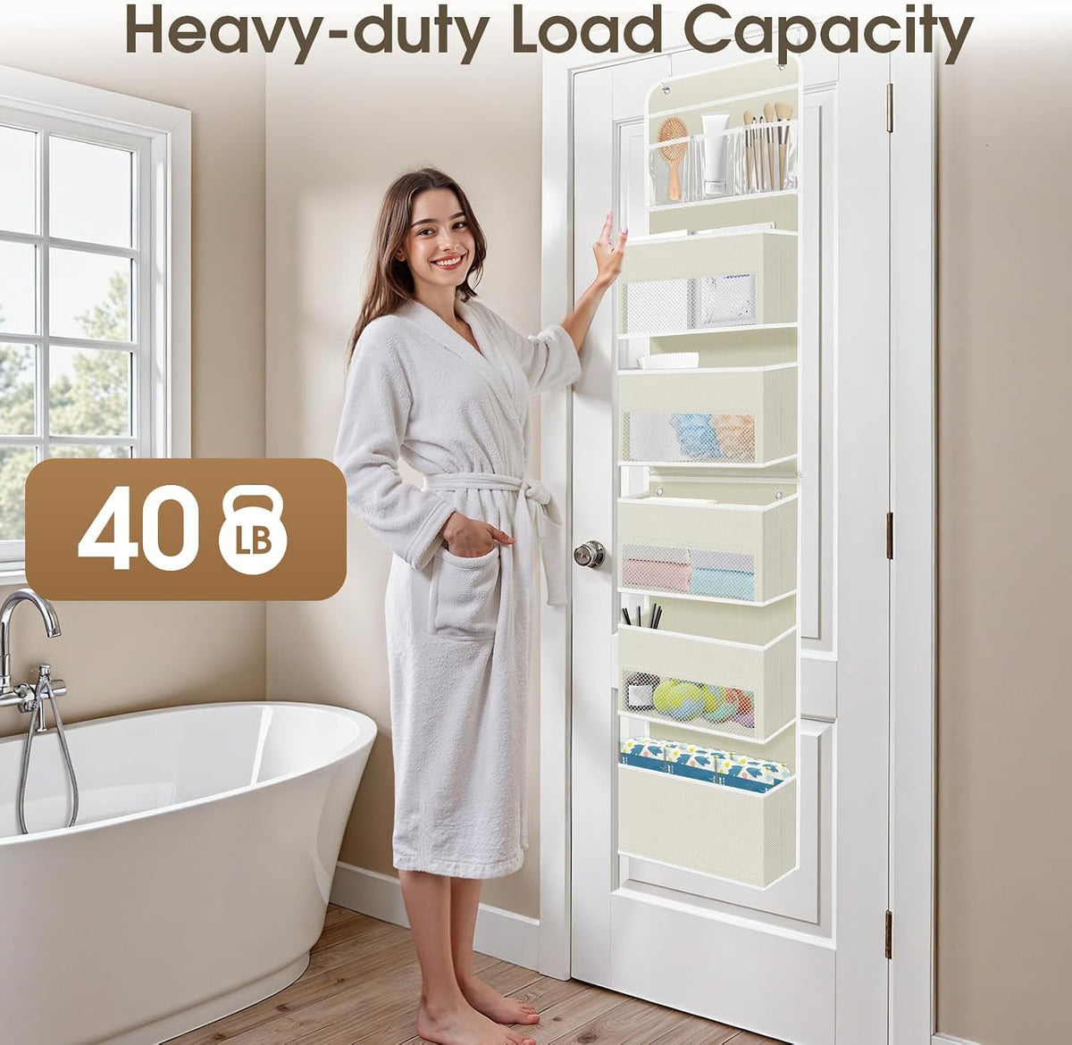 1 Pack Over The Door Organizer Hanging Storage Room Organizer | 40 lb Capacity, Ultra-Sturdy, Foldable, Mesh Design with Clear Window, Space-Saving Organizer for Pantry, Nursery & Closet