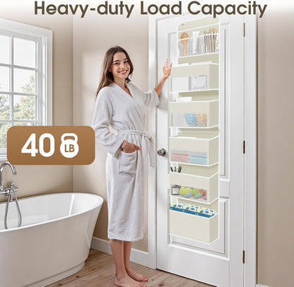1 Pack Over The Door Organizer Hanging Storage Room Organizer | 40 lb Capacity, Ultra-Sturdy, Foldable, Mesh Design with Clear Window, Space-Saving Organizer for Pantry, Nursery & Closet