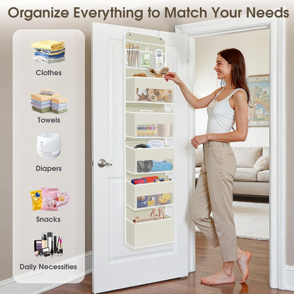 1 Pack Over The Door Organizer Hanging Storage Room Organizer | 40 lb Capacity, Ultra-Sturdy, Foldable, Mesh Design with Clear Window, Space-Saving Organizer for Pantry, Nursery & Closet