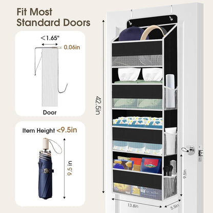 1 Pack Over The Door Organizer Hanging Storage Room Organizer | 40 lb Capacity, Ultra-Sturdy, Foldable, Mesh Design with Clear Window, Space-Saving Organizer for Pantry, Nursery & Closet