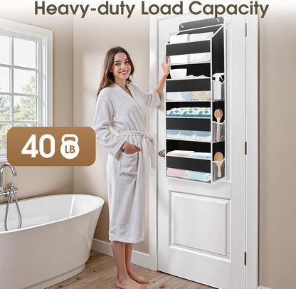1 Pack Over The Door Organizer Hanging Storage Room Organizer | 40 lb Capacity, Ultra-Sturdy, Foldable, Mesh Design with Clear Window, Space-Saving Organizer for Pantry, Nursery & Closet