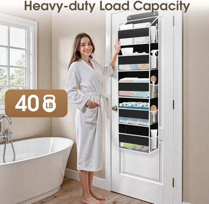 1 Pack Over The Door Organizer Hanging Storage Room Organizer | 40 lb Capacity, Ultra-Sturdy, Foldable, Mesh Design with Clear Window, Space-Saving Organizer for Pantry, Nursery & Closet