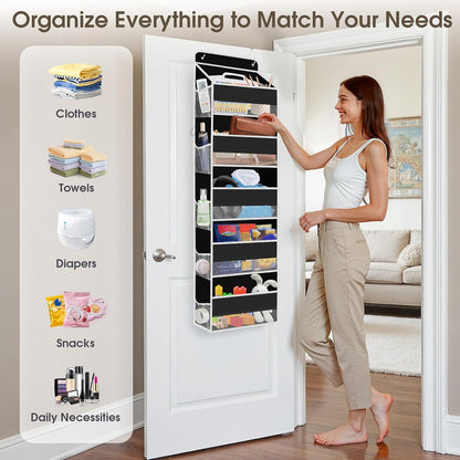1 Pack Over The Door Organizer Hanging Storage Room Organizer | 40 lb Capacity, Ultra-Sturdy, Foldable, Mesh Design with Clear Window, Space-Saving Organizer for Pantry, Nursery & Closet