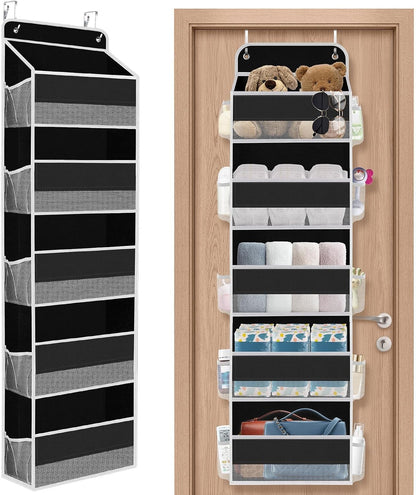 1 Pack Over The Door Organizer Hanging Storage Room Organizer | 40 lb Capacity, Ultra-Sturdy, Foldable, Mesh Design with Clear Window, Space-Saving Organizer for Pantry, Nursery & Closet