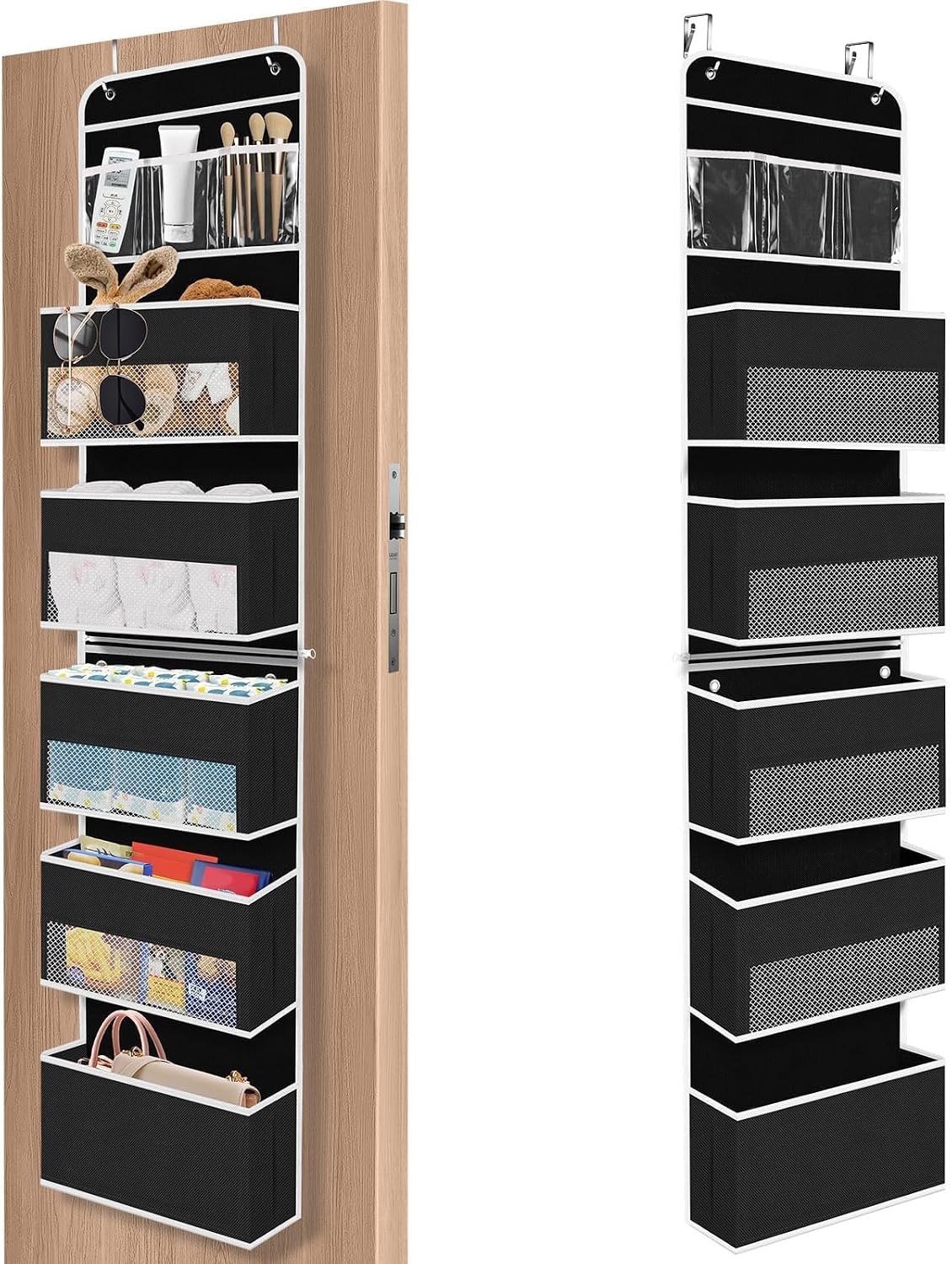 1 Pack Over The Door Organizer Hanging Storage Room Organizer | 40 lb Capacity, Ultra-Sturdy, Foldable, Mesh Design with Clear Window, Space-Saving Organizer for Pantry, Nursery & Closet