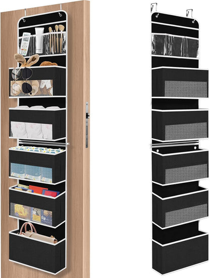 1 Pack Over The Door Organizer Hanging Storage Room Organizer | 40 lb Capacity, Ultra-Sturdy, Foldable, Mesh Design with Clear Window, Space-Saving Organizer for Pantry, Nursery & Closet