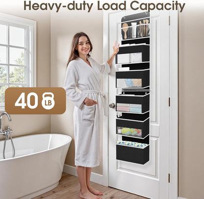 1 Pack Over The Door Organizer Hanging Storage Room Organizer | 40 lb Capacity, Ultra-Sturdy, Foldable, Mesh Design with Clear Window, Space-Saving Organizer for Pantry, Nursery & Closet