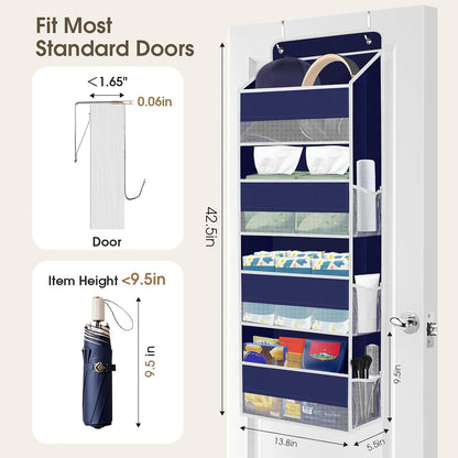 1 Pack Over The Door Organizer Hanging Storage Room Organizer | 40 lb Capacity, Ultra-Sturdy, Foldable, Mesh Design with Clear Window, Space-Saving Organizer for Pantry, Nursery & Closet
