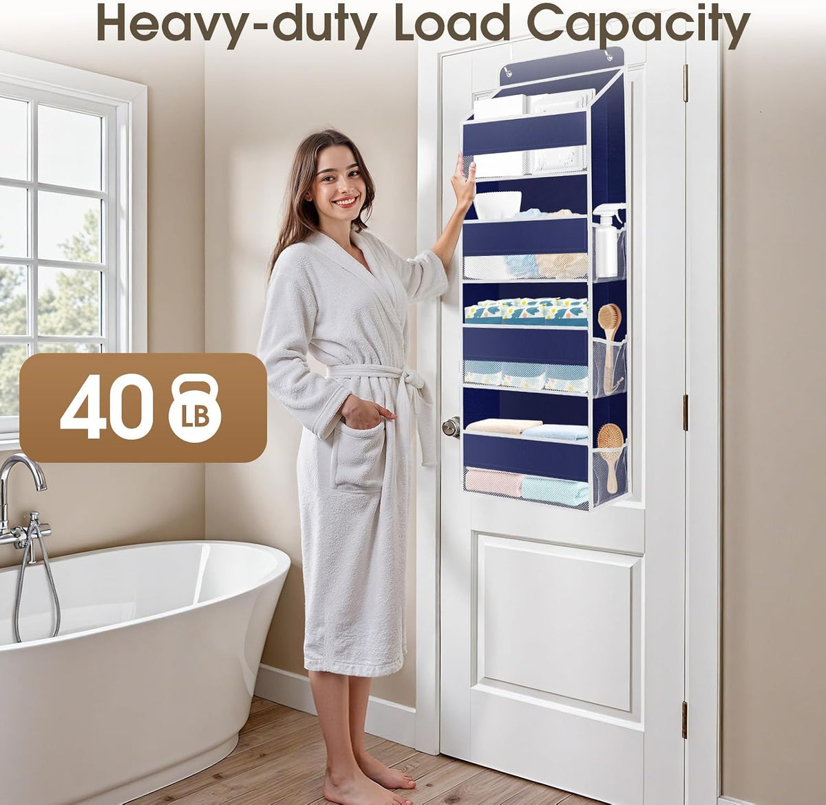 1 Pack Over The Door Organizer Hanging Storage Room Organizer | 40 lb Capacity, Ultra-Sturdy, Foldable, Mesh Design with Clear Window, Space-Saving Organizer for Pantry, Nursery & Closet