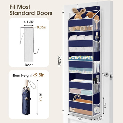 1 Pack Over The Door Organizer Hanging Storage Room Organizer | 40 lb Capacity, Ultra-Sturdy, Foldable, Mesh Design with Clear Window, Space-Saving Organizer for Pantry, Nursery & Closet