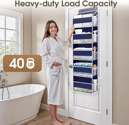 1 Pack Over The Door Organizer Hanging Storage Room Organizer | 40 lb Capacity, Ultra-Sturdy, Foldable, Mesh Design with Clear Window, Space-Saving Organizer for Pantry, Nursery & Closet