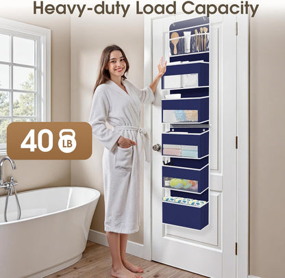 1 Pack Over The Door Organizer Hanging Storage Room Organizer | 40 lb Capacity, Ultra-Sturdy, Foldable, Mesh Design with Clear Window, Space-Saving Organizer for Pantry, Nursery & Closet