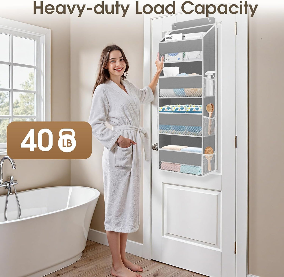 1 Pack Over The Door Organizer Hanging Storage Room Organizer | 40 lb Capacity, Ultra-Sturdy, Foldable, Mesh Design with Clear Window, Space-Saving Organizer for Pantry, Nursery & Closet