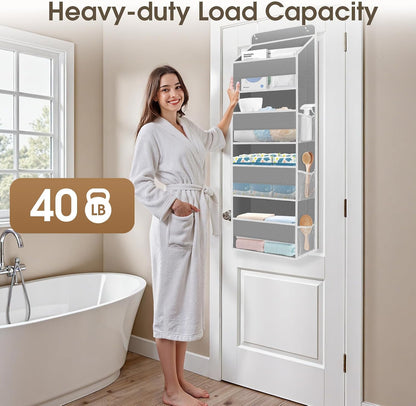 1 Pack Over The Door Organizer Hanging Storage Room Organizer | 40 lb Capacity, Ultra-Sturdy, Foldable, Mesh Design with Clear Window, Space-Saving Organizer for Pantry, Nursery & Closet