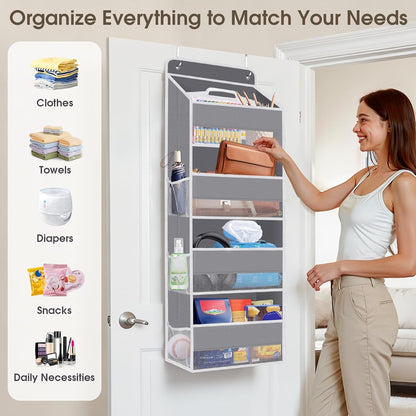 1 Pack Over The Door Organizer Hanging Storage Room Organizer | 40 lb Capacity, Ultra-Sturdy, Foldable, Mesh Design with Clear Window, Space-Saving Organizer for Pantry, Nursery & Closet