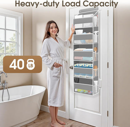1 Pack Over The Door Organizer Hanging Storage Room Organizer | 40 lb Capacity, Ultra-Sturdy, Foldable, Mesh Design with Clear Window, Space-Saving Organizer for Pantry, Nursery & Closet