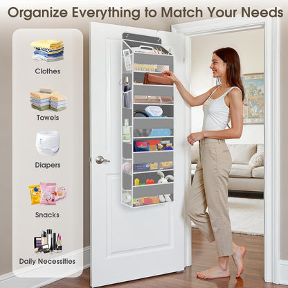 1 Pack Over The Door Organizer Hanging Storage Room Organizer | 40 lb Capacity, Ultra-Sturdy, Foldable, Mesh Design with Clear Window, Space-Saving Organizer for Pantry, Nursery & Closet