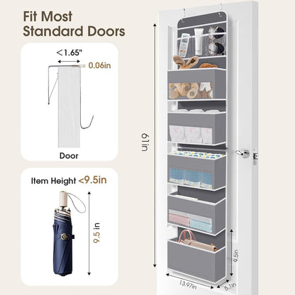 1 Pack Over The Door Organizer Hanging Storage Room Organizer | 40 lb Capacity, Ultra-Sturdy, Foldable, Mesh Design with Clear Window, Space-Saving Organizer for Pantry, Nursery & Closet