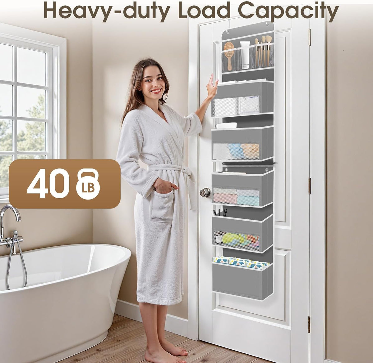 1 Pack Over The Door Organizer Hanging Storage Room Organizer | 40 lb Capacity, Ultra-Sturdy, Foldable, Mesh Design with Clear Window, Space-Saving Organizer for Pantry, Nursery & Closet