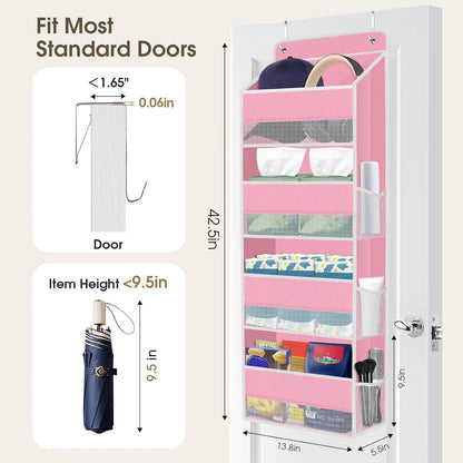 1 Pack Over The Door Organizer Hanging Storage Room Organizer | 40 lb Capacity, Ultra-Sturdy, Foldable, Mesh Design with Clear Window, Space-Saving Organizer for Pantry, Nursery & Closet