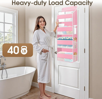 1 Pack Over The Door Organizer Hanging Storage Room Organizer | 40 lb Capacity, Ultra-Sturdy, Foldable, Mesh Design with Clear Window, Space-Saving Organizer for Pantry, Nursery & Closet