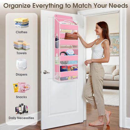 1 Pack Over The Door Organizer Hanging Storage Room Organizer | 40 lb Capacity, Ultra-Sturdy, Foldable, Mesh Design with Clear Window, Space-Saving Organizer for Pantry, Nursery & Closet