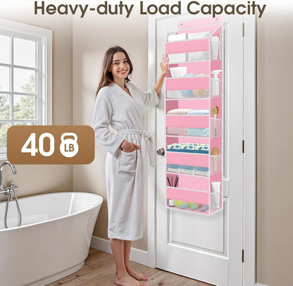 1 Pack Over The Door Organizer Hanging Storage Room Organizer | 40 lb Capacity, Ultra-Sturdy, Foldable, Mesh Design with Clear Window, Space-Saving Organizer for Pantry, Nursery & Closet