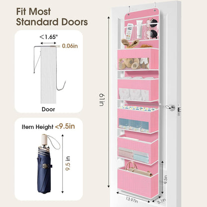1 Pack Over The Door Organizer Hanging Storage Room Organizer | 40 lb Capacity, Ultra-Sturdy, Foldable, Mesh Design with Clear Window, Space-Saving Organizer for Pantry, Nursery & Closet