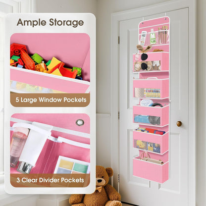 1 Pack Over The Door Organizer Hanging Storage Room Organizer | 40 lb Capacity, Ultra-Sturdy, Foldable, Mesh Design with Clear Window, Space-Saving Organizer for Pantry, Nursery & Closet