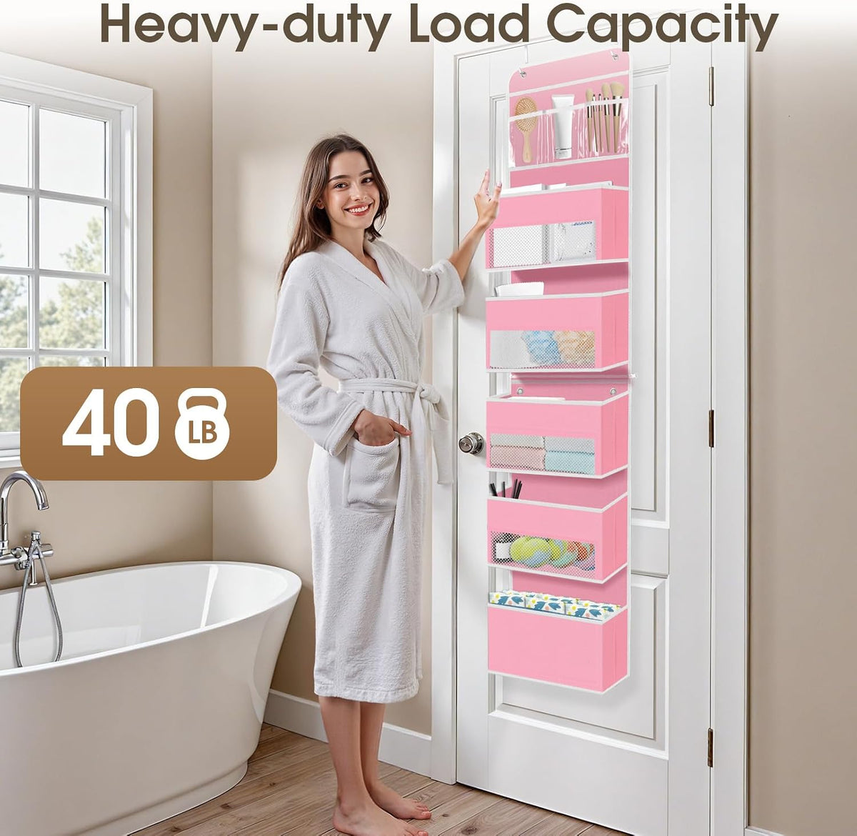 1 Pack Over The Door Organizer Hanging Storage Room Organizer | 40 lb Capacity, Ultra-Sturdy, Foldable, Mesh Design with Clear Window, Space-Saving Organizer for Pantry, Nursery & Closet