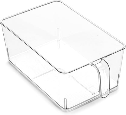 Clear Storage Organizer, Medium | THE HOLDER COLLECTION | Clear Containers for Organizing with Built-in Handles | Pantry Organization and Storage | Fridge Organizer | Smart Bin Cabinet