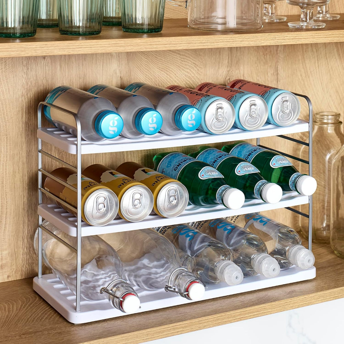 UpSpace Water Bottle and Travel Mug Cabinet Organizer, Adjustable Storage Rack for 40 oz Stanley Tumblers, 6 Bottle Premium Edition