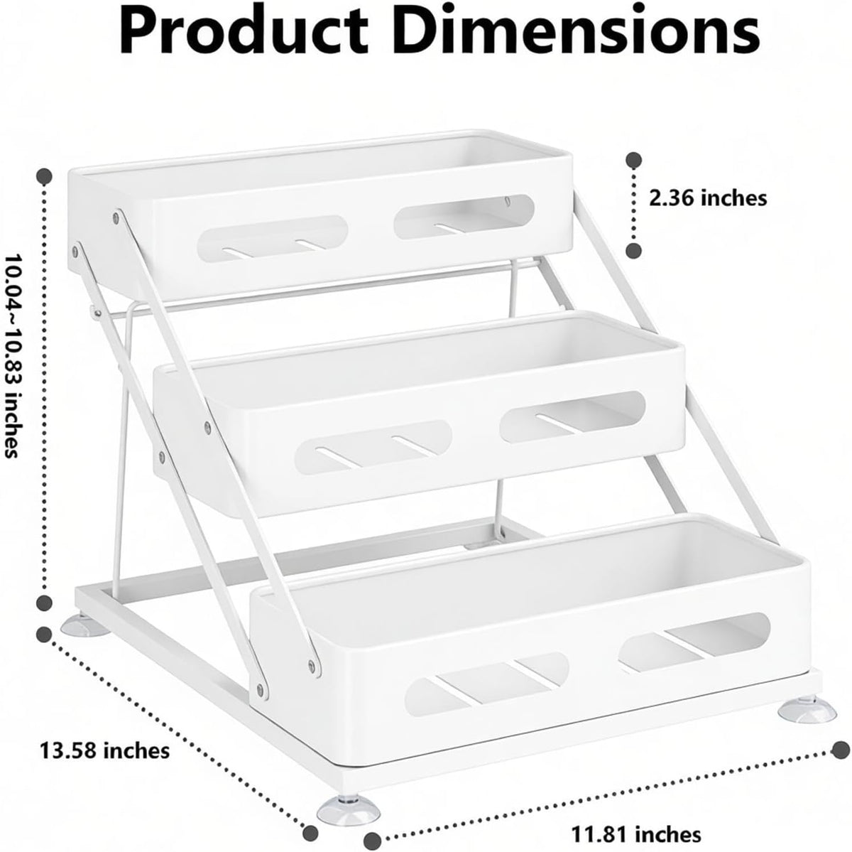 3 Tier Foldable Spice Rack, Black | Iron, For Countertop, Kitchen Seasoning Organizer, For Cabinet