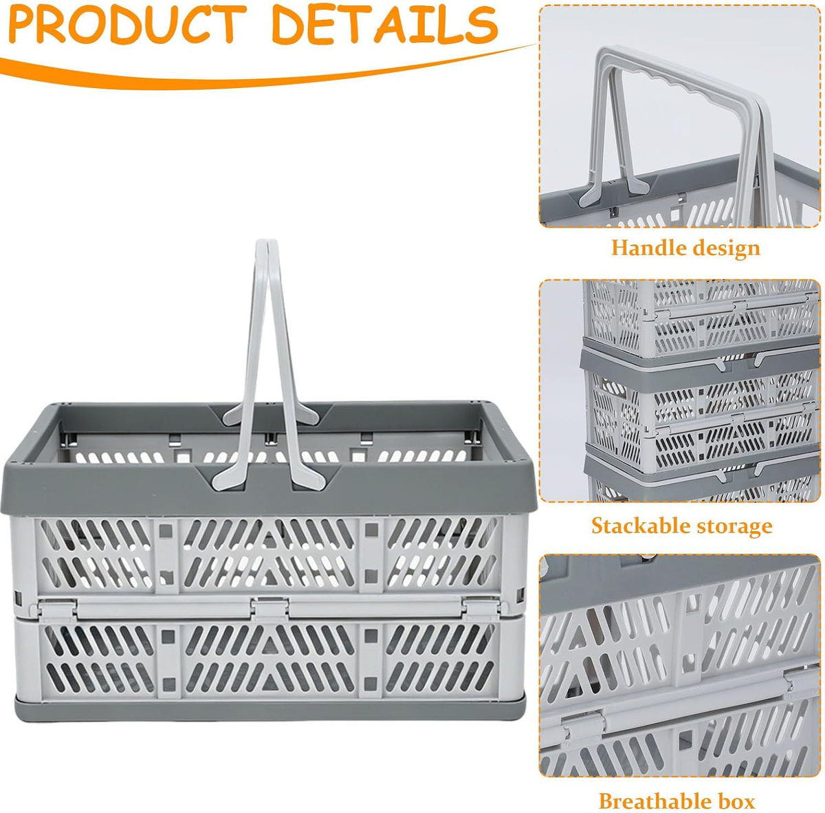 Set of 3 Foldable Potato Onion Garlic Storage Baskets, Ventilated Vegetable Storage Bins for Pantry, Countertop or Cabinet, Plastic Produce Organizer Crates for Kitchen Shelf