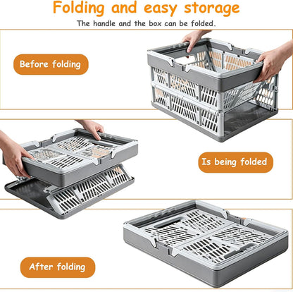 Set of 3 Foldable Potato Onion Garlic Storage Baskets, Ventilated Vegetable Storage Bins for Pantry, Countertop or Cabinet, Plastic Produce Organizer Crates for Kitchen Shelf