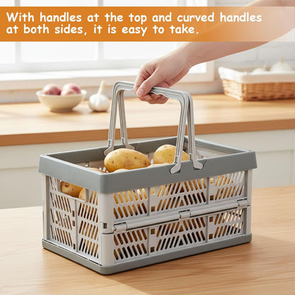 Set of 3 Foldable Potato Onion Garlic Storage Baskets, Ventilated Vegetable Storage Bins for Pantry, Countertop or Cabinet, Plastic Produce Organizer Crates for Kitchen Shelf