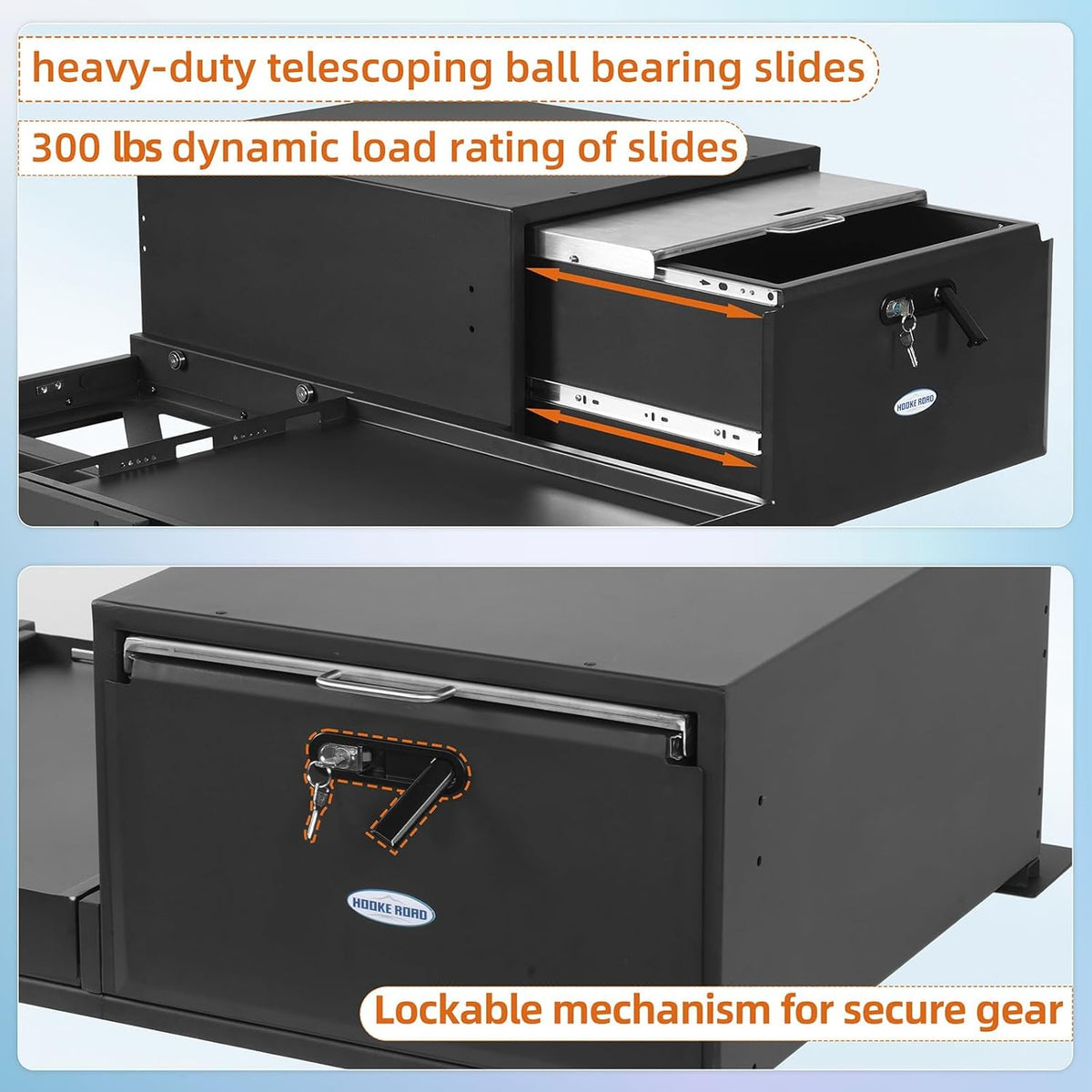JK JL Bronco Trunk Storage Drawer & Fridge Slide Mount for 2007-2026 Jeep Wrangler JK JL 4-Door & 2021-2026 Ford Bronco 4-Door, Security Lock Toolbox Overland Camping Cargo Organizer