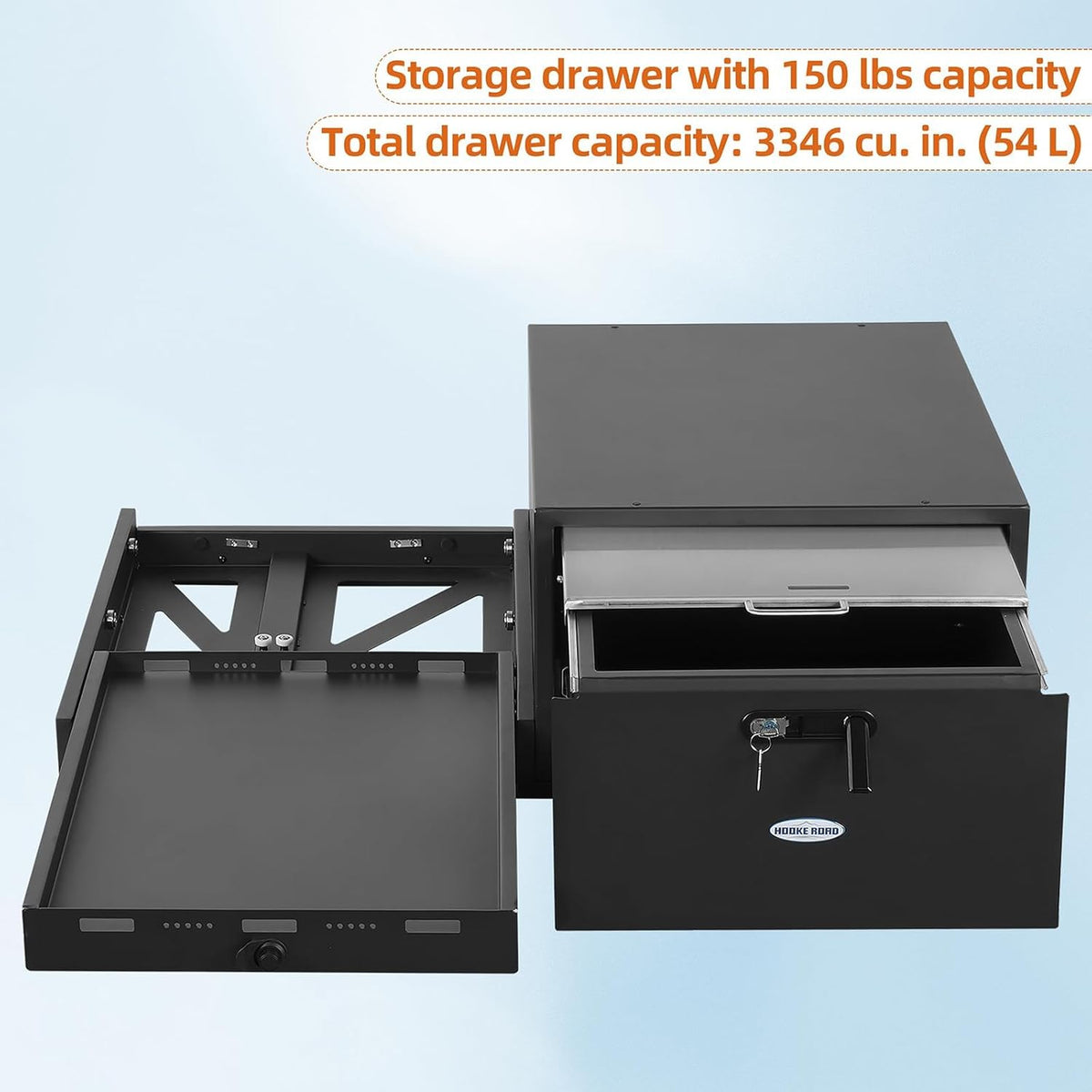 JK JL Bronco Trunk Storage Drawer & Fridge Slide Mount for 2007-2026 Jeep Wrangler JK JL 4-Door & 2021-2026 Ford Bronco 4-Door, Security Lock Toolbox Overland Camping Cargo Organizer