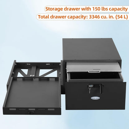 JK JL Bronco Trunk Storage Drawer & Fridge Slide Mount for 2007-2026 Jeep Wrangler JK JL 4-Door & 2021-2026 Ford Bronco 4-Door, Security Lock Toolbox Overland Camping Cargo Organizer