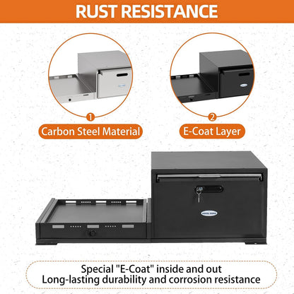 JK JL Bronco Trunk Storage Drawer & Fridge Slide Mount for 2007-2026 Jeep Wrangler JK JL 4-Door & 2021-2026 Ford Bronco 4-Door, Security Lock Toolbox Overland Camping Cargo Organizer