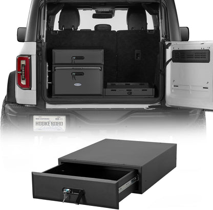 JK JL Bronco Trunk Storage Drawer & Fridge Slide Mount for 2007-2026 Jeep Wrangler JK JL 4-Door & 2021-2026 Ford Bronco 4-Door, Security Lock Toolbox Overland Camping Cargo Organizer