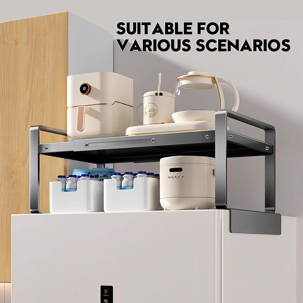 Adjustable Refrigerator Top Rack, 17-31.5" Metal Shelf for Washer/Dryer