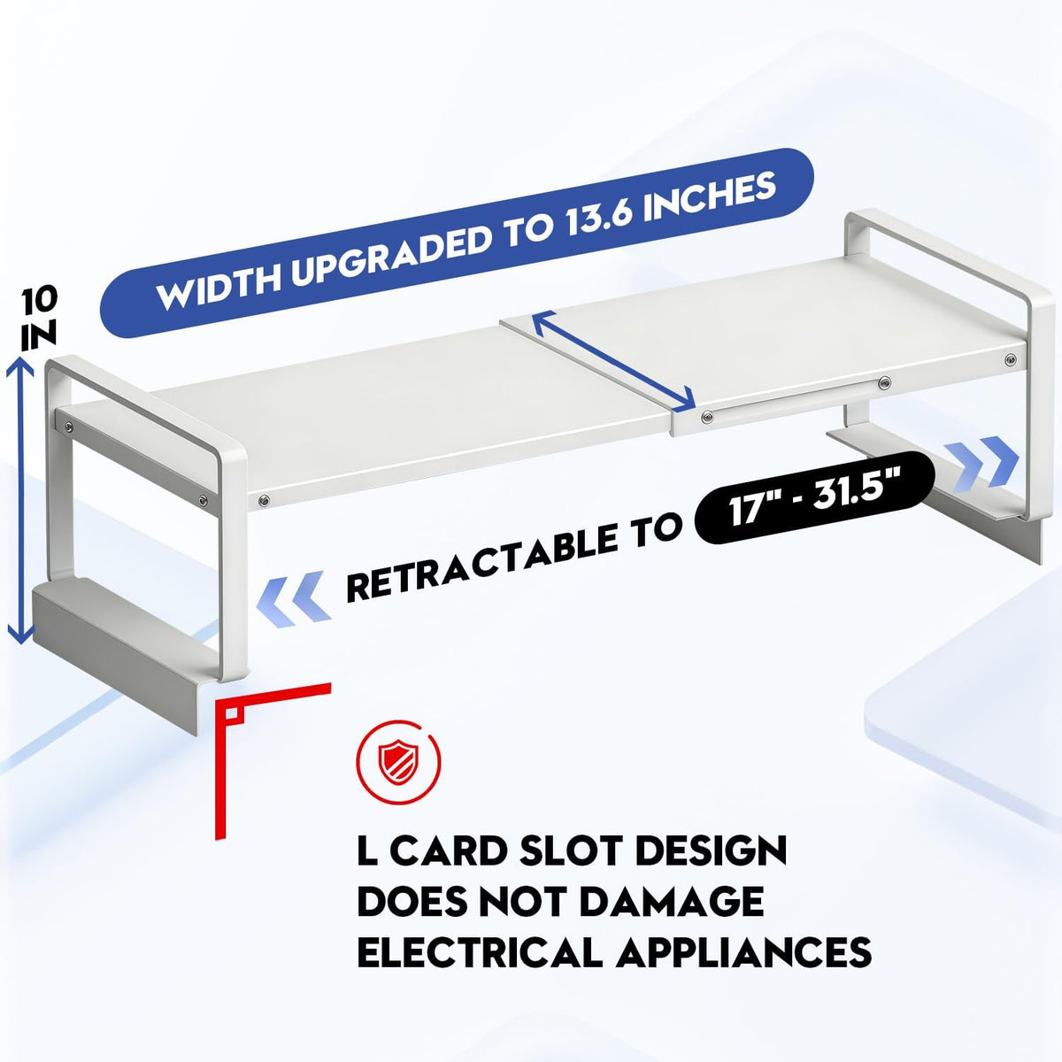 Adjustable Refrigerator Top Rack, 17-31.5" Metal Shelf for Washer/Dryer