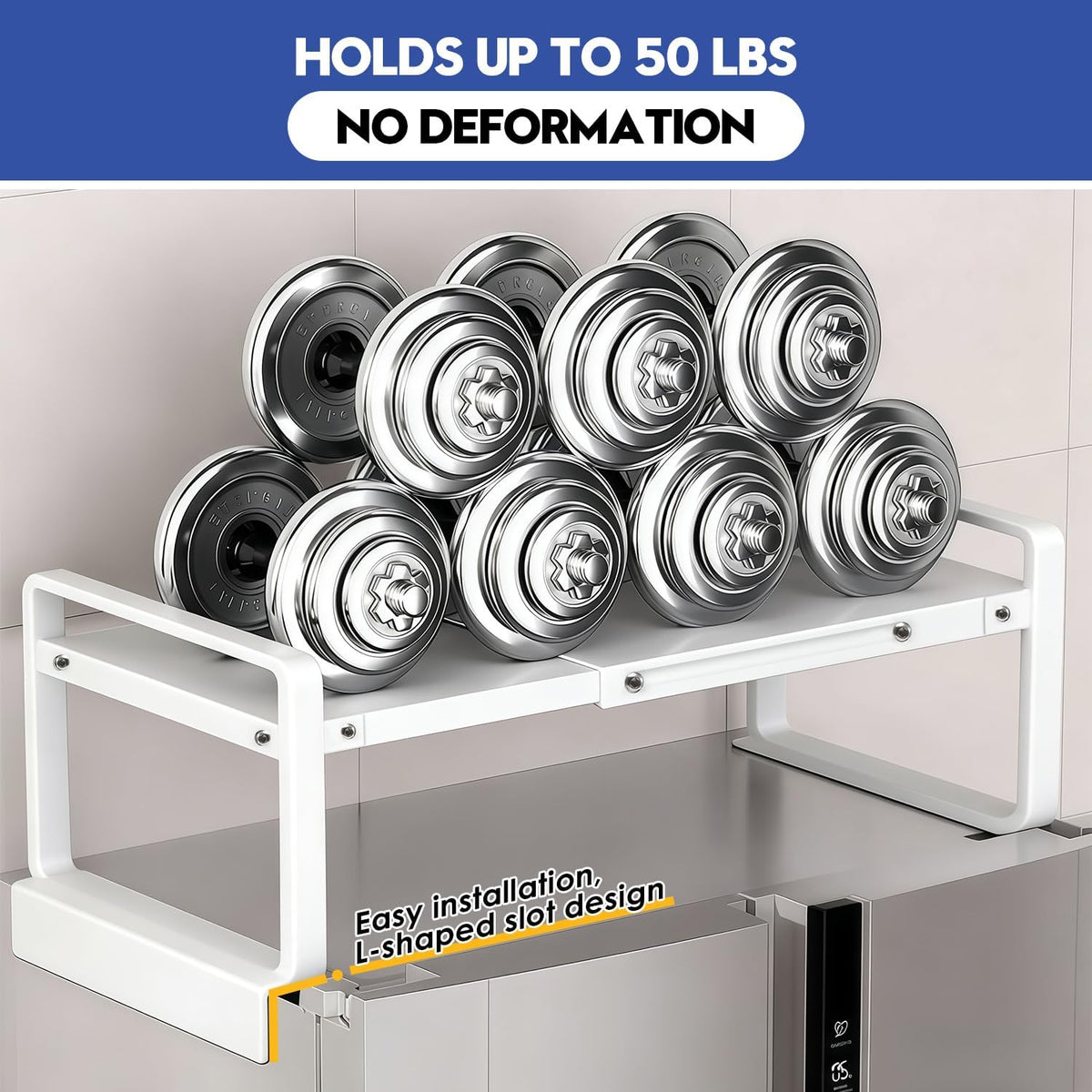Adjustable Refrigerator Top Rack, 17-31.5" Metal Shelf for Washer/Dryer