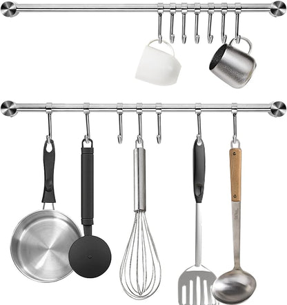 Kitchen Utensil Rack 2PCS, 15.6” Pot & Pan Hanging Rack Wall Mount