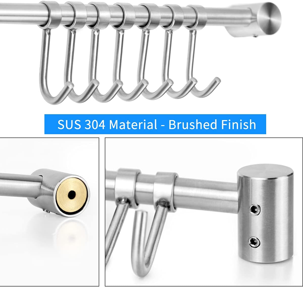 Kitchen Utensil Rack 2PCS, 15.6” Pot & Pan Hanging Rack Wall Mount