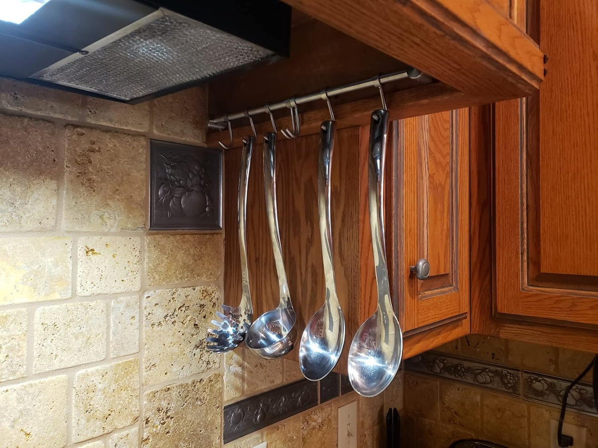 Kitchen Utensil Rack 2PCS, 15.6” Pot & Pan Hanging Rack Wall Mount