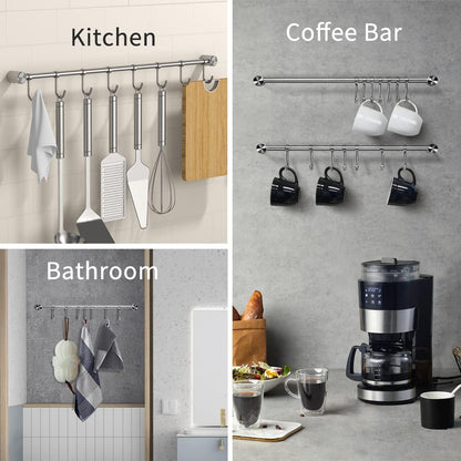 Kitchen Utensil Rack 2PCS, 15.6” Pot & Pan Hanging Rack Wall Mount