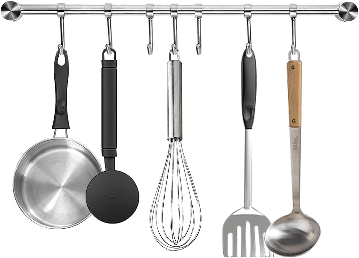 Kitchen Utensil Rack 2PCS, 15.6” Pot & Pan Hanging Rack Wall Mount